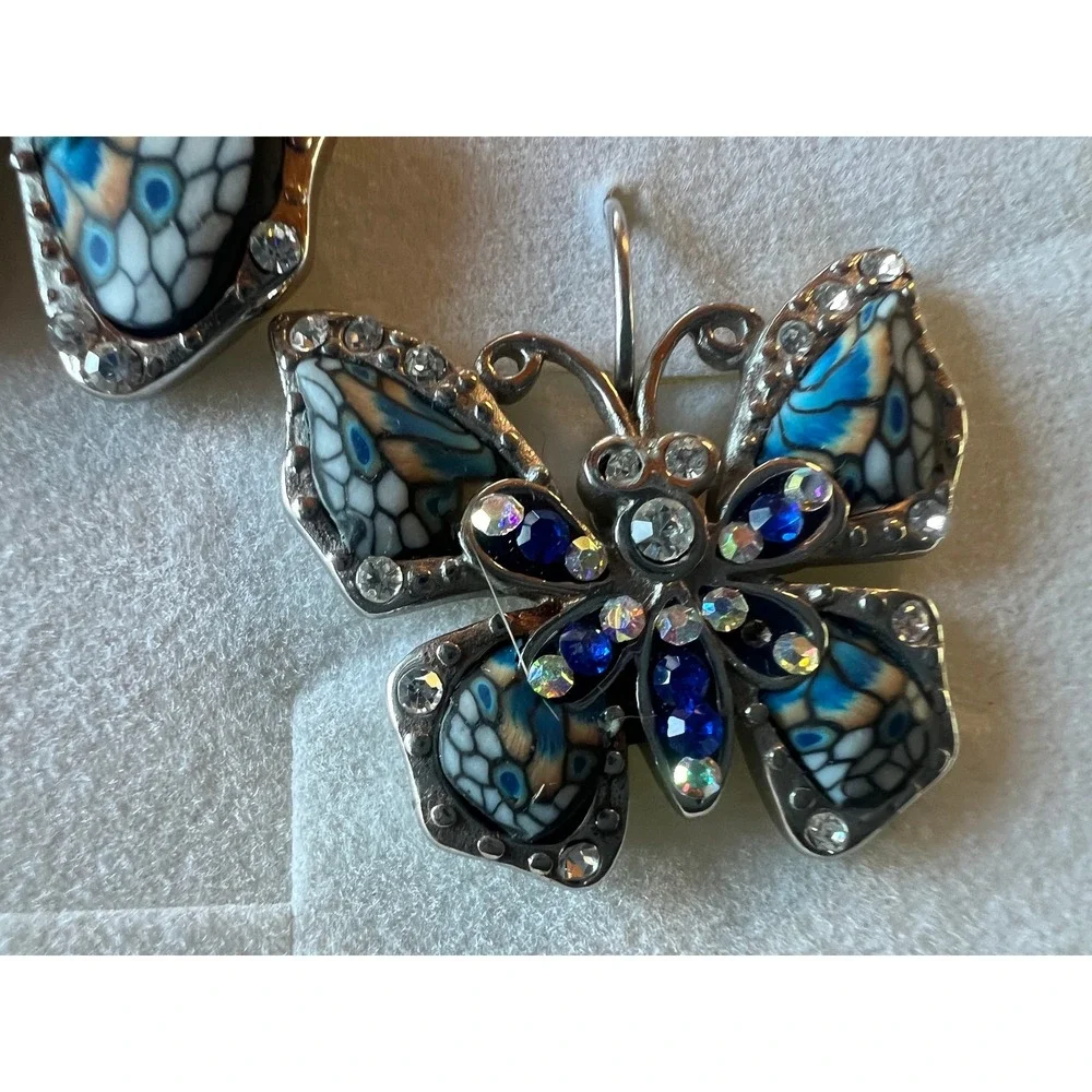 SS Butterfly Necklace Earring Set 22
